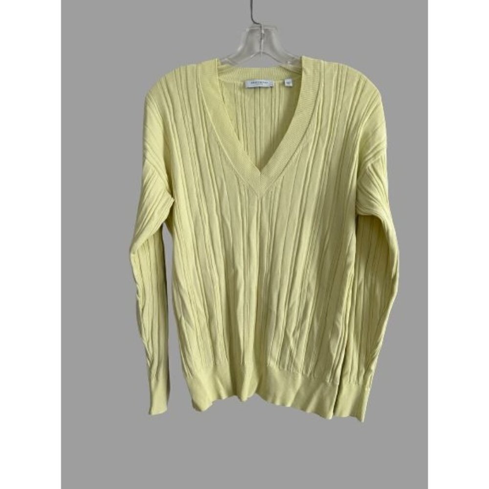 Equipment pale yellow v-neck ribbed pullover long sleeve sweater Size XSmall